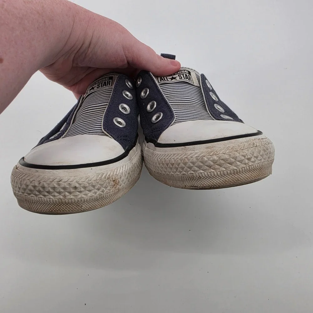 Converse Chuck Taylor All Star Slip On Sneakers Size 7 Navy Blue Striped Casual - Picture 3 of 9